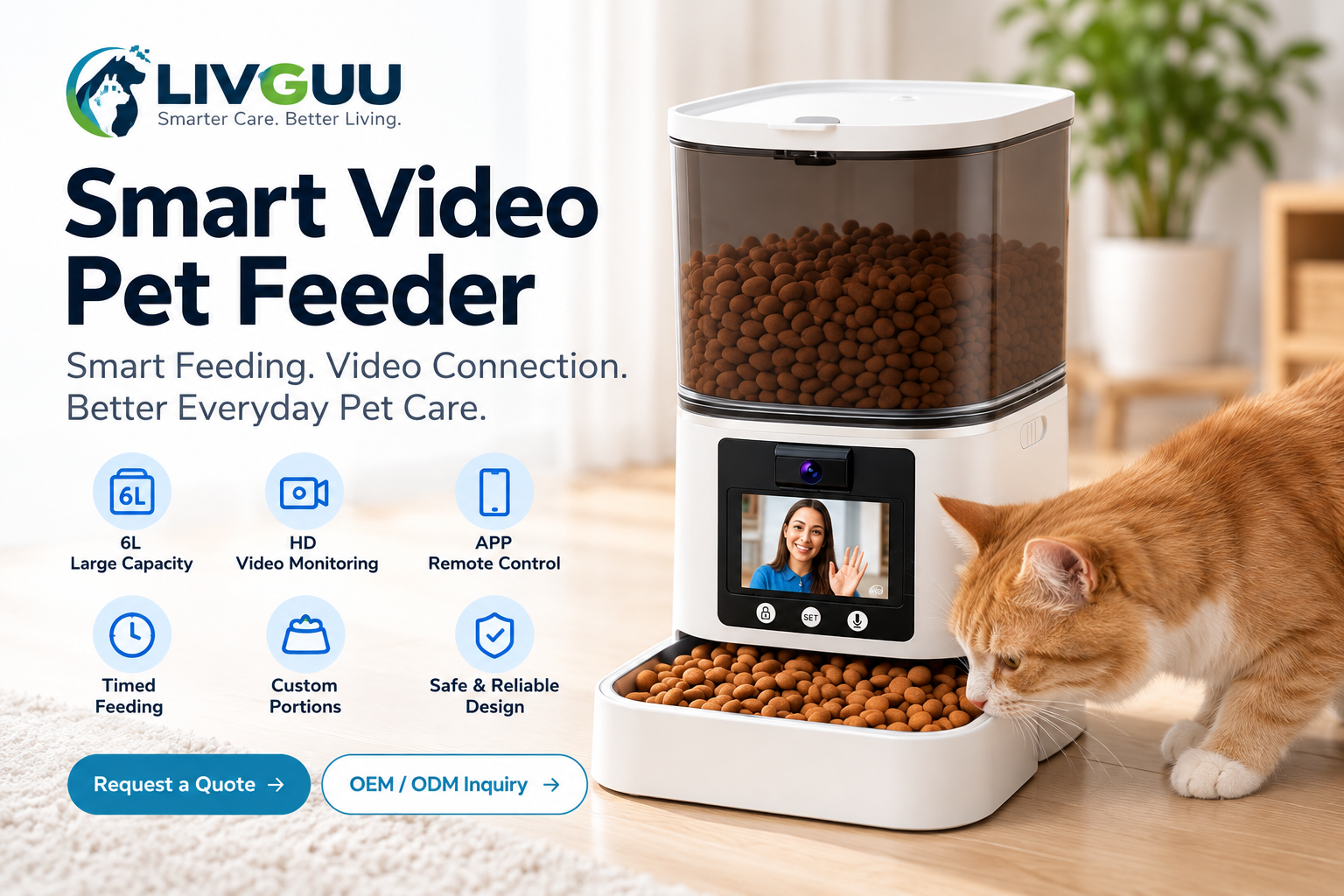 LIVGUU smart video automatic pet feeder