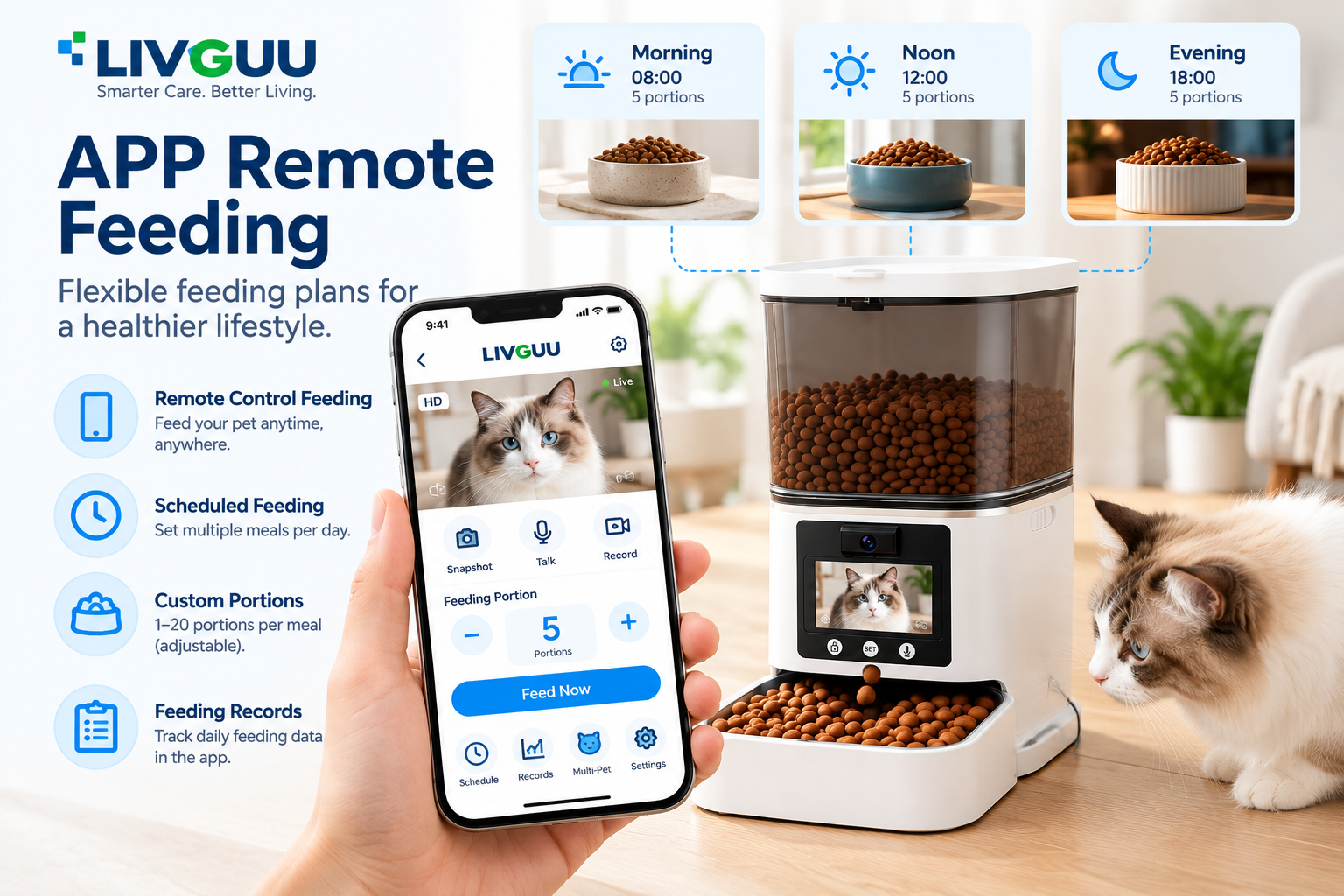 LIVGUU app controlled automatic pet feeder