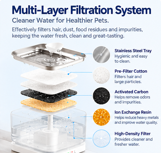 LIVGUU pet water fountain multi-layer filtration system