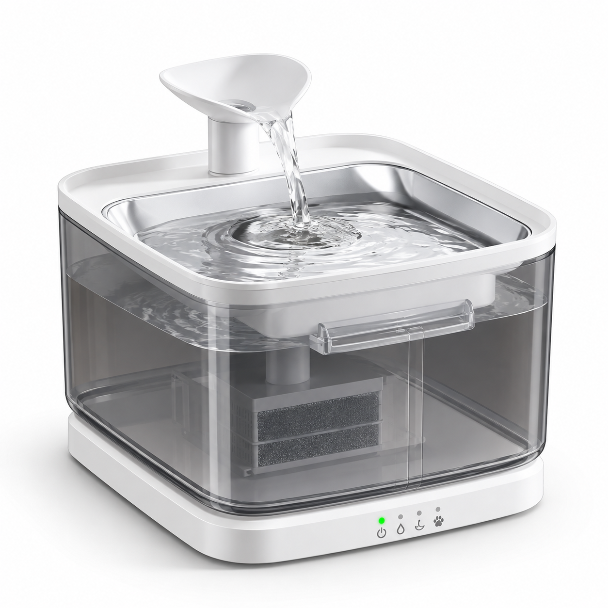 Smart pet water fountain with filtration